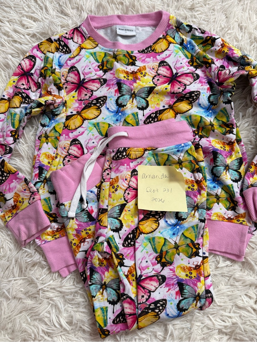 Bums and Roses Butterfly Print Jogger Set